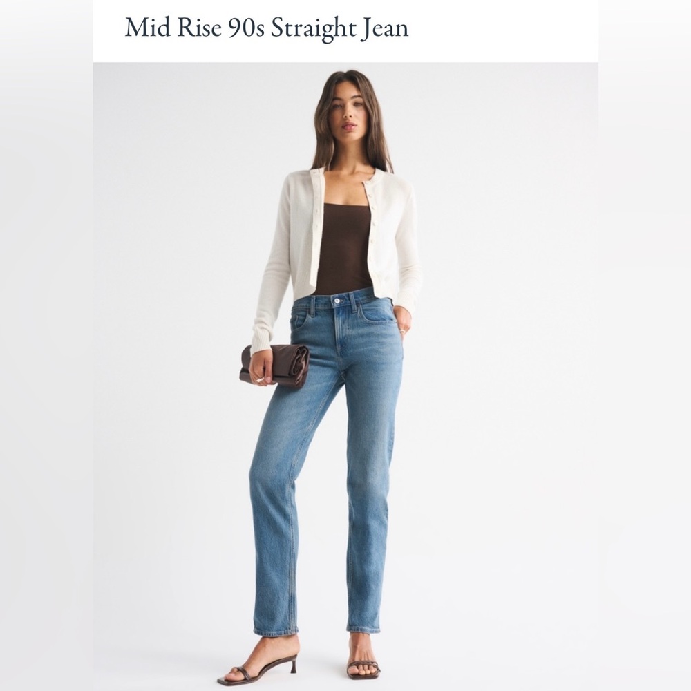 Women's Mid Rise 90s Straight Jeans Abercrombie